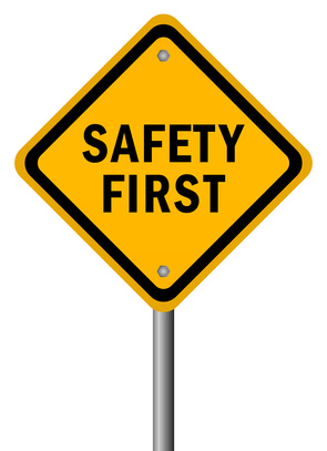 Safety first road sign, vector illustration